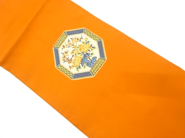 絵皿に花鳥模様織り出し　名古屋帯